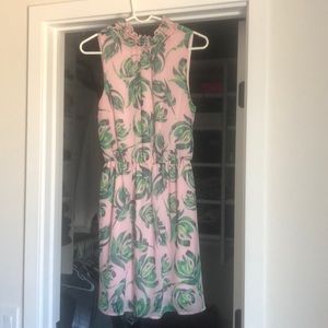 Everly Pink Palm Print Dress